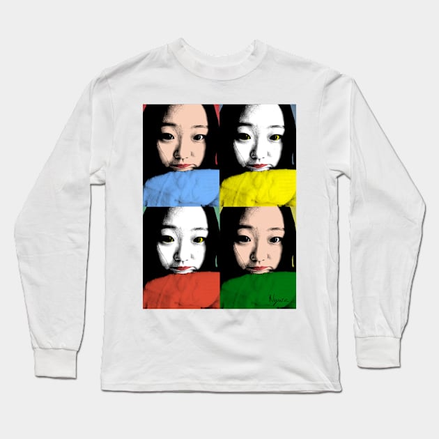 BEAUTIFUL FUNNY ASIAN GIRL POP ART COLOR Long Sleeve T-Shirt by NYWA-ART-PROJECT